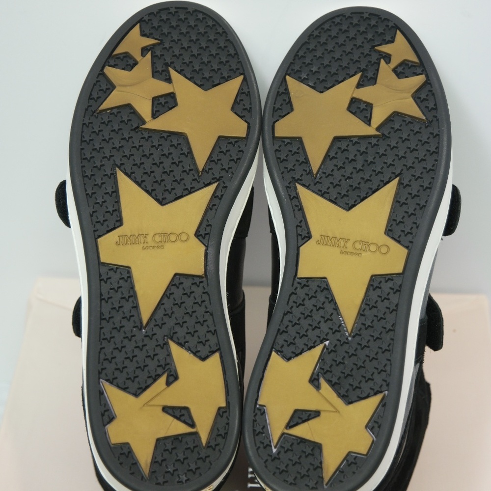 NIB Jimmy Choo Yazz Black Leather Suede Sneakers - Picture 7 of 8